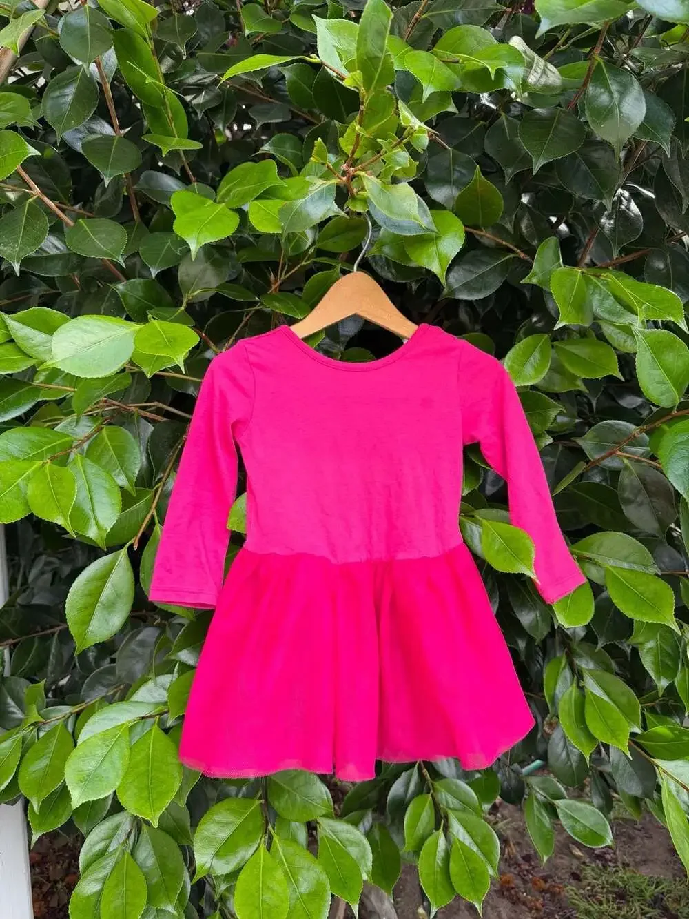 Old Navy Baby Girls Long Sleeve Tulle Skirt Dress, Hot Pink